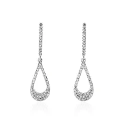 Histoire d'Or Boucles D'oreilles Pendantes Or Blanc Abilene Diamants