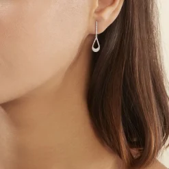 Histoire d'Or Boucles D'oreilles Pendantes Or Blanc Abilene Diamants