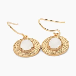 Histoire d'Or Boucles D'oreilles Pendantes Linna Plaqué Or Jaune Pierre De Lune