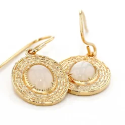 Histoire d'Or Boucles D'oreilles Pendantes Linna Plaqué Or Jaune Pierre De Lune