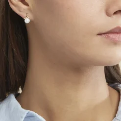 Boucles D'oreilles Pendantes Campanule Or Jaune Perle De Culture-Histoire d'Or Outlet