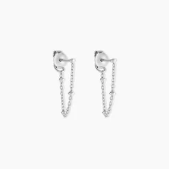 Histoire d'Or Boucles D'oreilles Pendantes Leent Argent Blanc