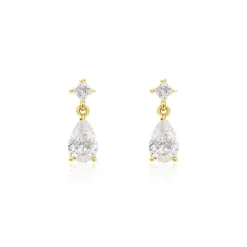 Boucles D'oreilles Pendantes Faas Or Jaune Oxyde De Zirconium-Histoire d'Or Clearance