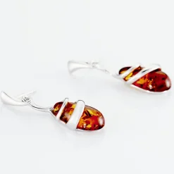 Boucles D'oreilles Pendantes Argent Blanc Melusine Ambre-Histoire d'Or Clearance