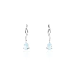 Boucles D'oreilles Pendantes Assaf Or Blanc Topaze Et Oxyde-Histoire d'Or New