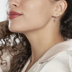 Boucles D'oreilles Pendantes Assaf Or Blanc Topaze Et Oxyde-Histoire d'Or New