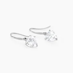 Boucles D'oreilles Pendantes Bo Coeur Pm Or Blanc Oxyde De Zirconium-Histoire d'Or Clearance