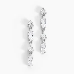 Histoire d'Or Boucles D'oreilles Pendantes Argent Blanc Shiny Nights Oxyde