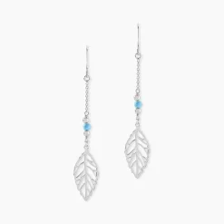 Boucles D'oreilles Pendantes Grethel Argent Blanc Turquoise-Histoire d'Or Clearance