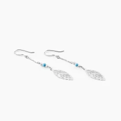 Boucles D'oreilles Pendantes Grethel Argent Blanc Turquoise-Histoire d'Or Clearance