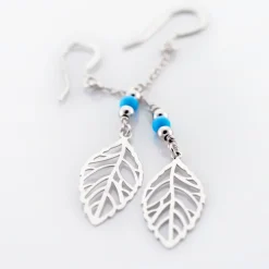 Boucles D'oreilles Pendantes Grethel Argent Blanc Turquoise-Histoire d'Or Clearance