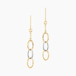 Histoire d'Or Boucles D'oreilles Pendantes Lucette Or Bicolore