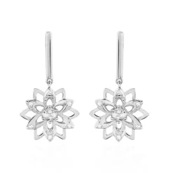 Histoire d'Or Boucles D'oreilles Pendantes Italane Or Blanc Diamant