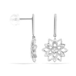 Histoire d'Or Boucles D'oreilles Pendantes Italane Or Blanc Diamant