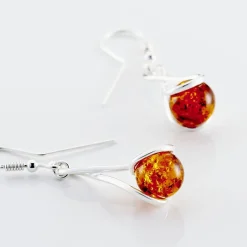 Boucles D'oreilles Pendantes Argent Blanc Simona Ambre-Histoire d'Or Sale