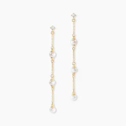 Histoire d'Or Boucles D'oreilles Pendantes Nanuk Or Jaune Oxyde Et Perle De Culture