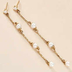 Histoire d'Or Boucles D'oreilles Pendantes Nanuk Or Jaune Oxyde Et Perle De Culture