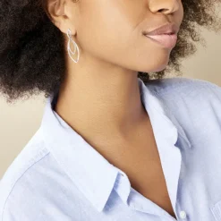 Boucles D'oreilles Pendantes Toupie Argent Blanc-Histoire d'Or Discount