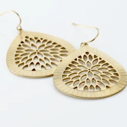 Histoire d'Or Boucles D'oreilles Pendantes Acier Doré Iwona