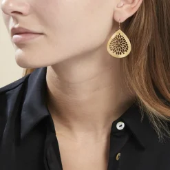 Histoire d'Or Boucles D'oreilles Pendantes Acier Doré Iwona