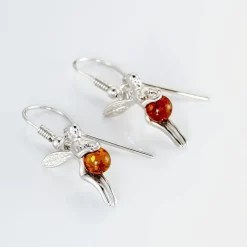 Boucles D'oreilles Pendantes Argent Blanc Abellia Ambre-Histoire d'Or Online