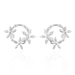 Boucles D'oreilles Pendantes Elinia Argent Blanc Oxyde De Zirconium-Histoire d'Or Hot