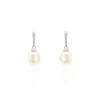 Boucles D'oreilles Pendantes Coria Argent  Perle De Culture Et Oxyde-Histoire d'Or New