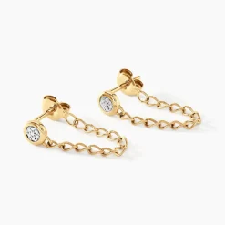 Boucles D'oreilles Pendantes Mahe Or Jaune Diamant-Histoire d'Or
