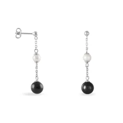 Histoire d'Or Boucles D'oreilles Pendantes Lucia Cera Argent Blanc Perle De Culture