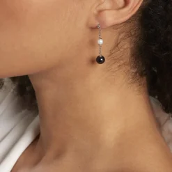 Histoire d'Or Boucles D'oreilles Pendantes Lucia Cera Argent Blanc Perle De Culture