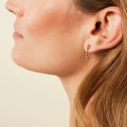 Histoire d'Or Boucles D'Oreilles Pendantes Jardin Secret Or Jaune Améthyste Oxyde De Zirconium