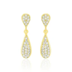 Boucles D'oreilles Pendantes Reiko Or Jaune Oxyde De Zirconium-Histoire d'Or