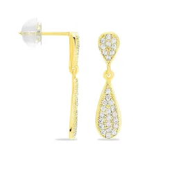 Boucles D'oreilles Pendantes Reiko Or Jaune Oxyde De Zirconium-Histoire d'Or