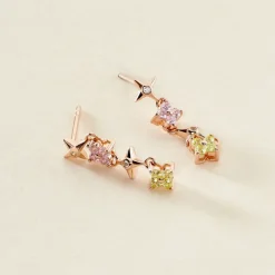 Boucles D'oreilles Pendantes Nimbe Argent Rose Oxyde De Zirconium-Histoire d'Or Hot