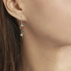 Histoire d'Or Boucles D'oreilles Pendantes Murriel Argent Blanc Ambre