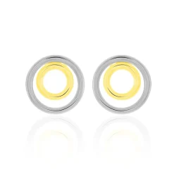 Histoire d'Or Boucles D'oreilles Pendantes Berangere Double Cercles Or Bicolore