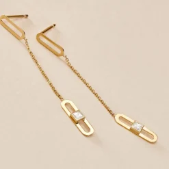 Histoire d'Or Boucles D'oreilles Pendantes Minimalist Chic Or Jaune Oxyde