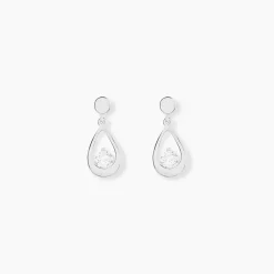 Histoire d'Or Boucles D'oreilles Pendantes Phaenna Or Blanc Oxyde De Zirconium