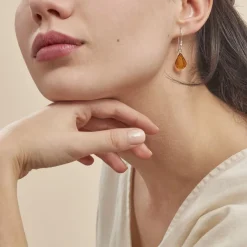 Boucles D'oreilles Pendantes Argent Blanc Mareme Ambre-Histoire d'Or Online