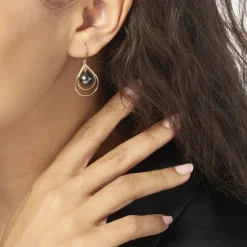 Histoire d'Or Boucles D'oreilles Pendantes Martyna Or Jaune Perle De Tahiti