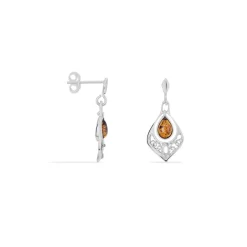 Histoire d'Or Boucles D'oreilles Pendantes Doralyn Argent Blanc Ambre