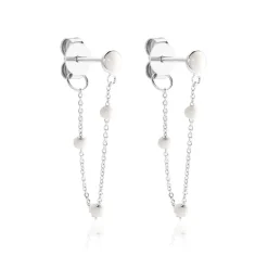 Boucles D'oreilles Pendantes Polka Argent Blanc-Histoire d'Or