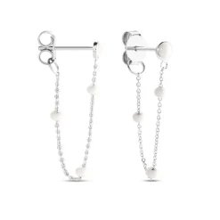 Boucles D'oreilles Pendantes Polka Argent Blanc-Histoire d'Or