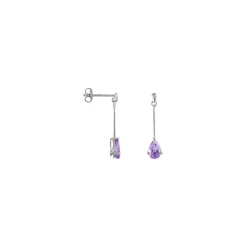 Boucles D'oreilles Pendantes Goutte Or Blanc Amethyste-Histoire d'Or Online