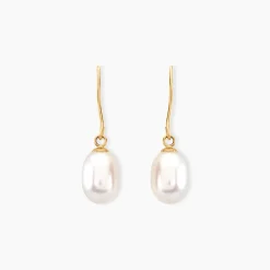 Histoire d'Or Boucles D'oreilles Pendantes Baroque Or Jaune Perle De Culture