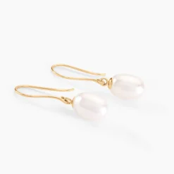 Histoire d'Or Boucles D'oreilles Pendantes Baroque Or Jaune Perle De Culture