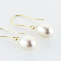 Histoire d'Or Boucles D'oreilles Pendantes Baroque Or Jaune Perle De Culture