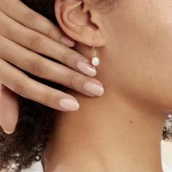 Histoire d'Or Boucles D'oreilles Pendantes Baroque Or Jaune Perle De Culture