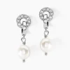 Boucles D'oreilles Pendantes Gaetane Argent Blanc Perle Oxyde-Histoire d'Or Sale