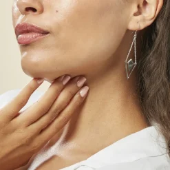 Histoire d'Or Boucles D'oreilles Pendantes Tylee Argent Blanc